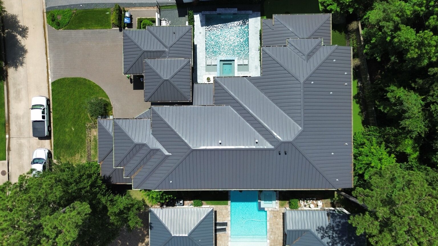 Standing-seam roofs on neighboring homes